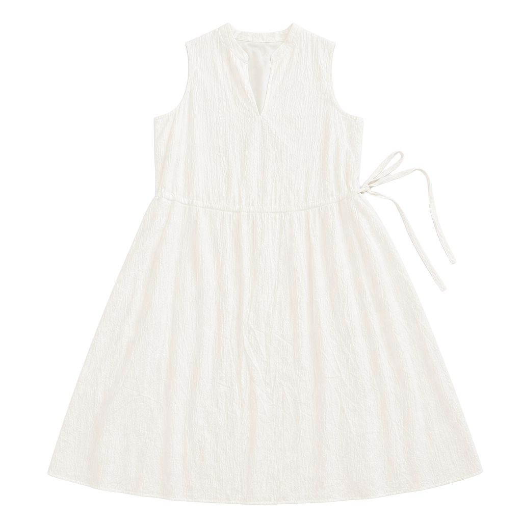 Anne Klein White Sleeveless Crinkle Midi Dress with Side Tie Size 16 1