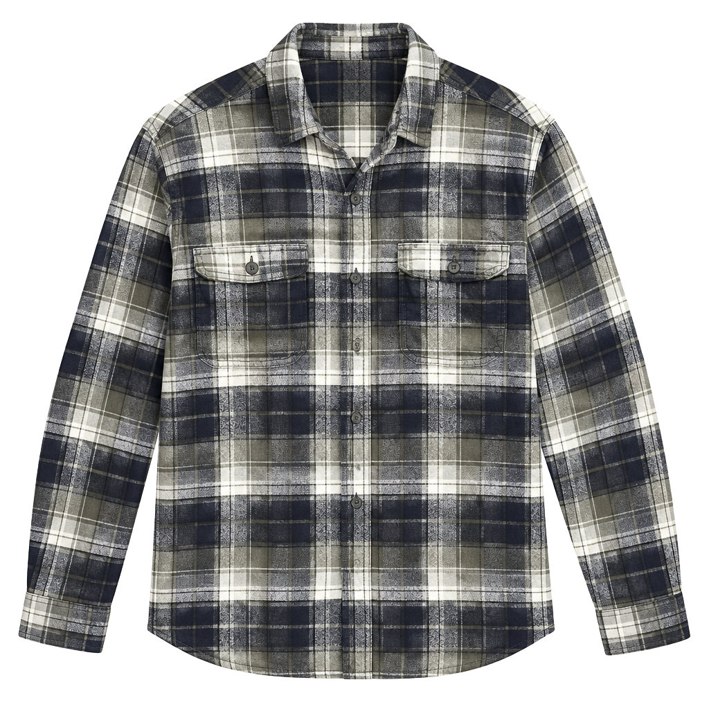 George Plaid Long Sleeve Button-Up Shirt Size L 42-44 Blue Green 1