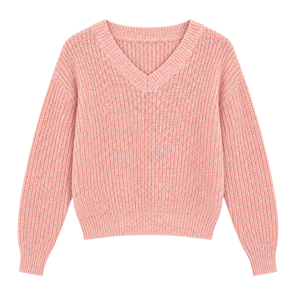 Shein V-Neck sweater size M Pink chunky knit 1