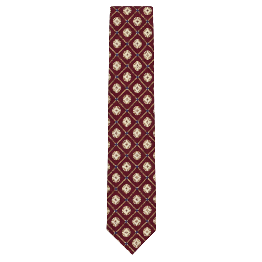 Countess Mara Silk Tie Burgundy Geometric Medallion All Silk Made in USA 1