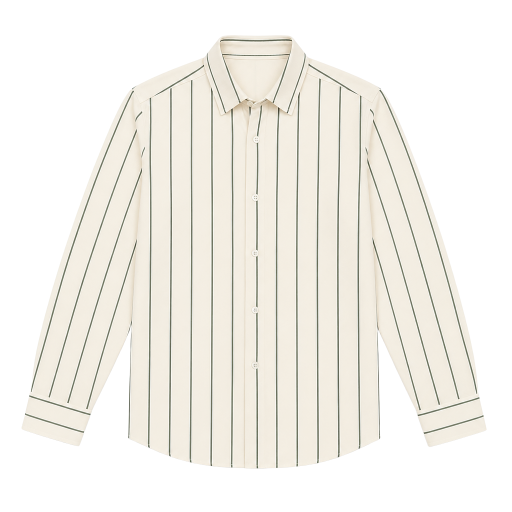 C by Chic Striped Button Down Shirt Size 3X Off White Green 1
