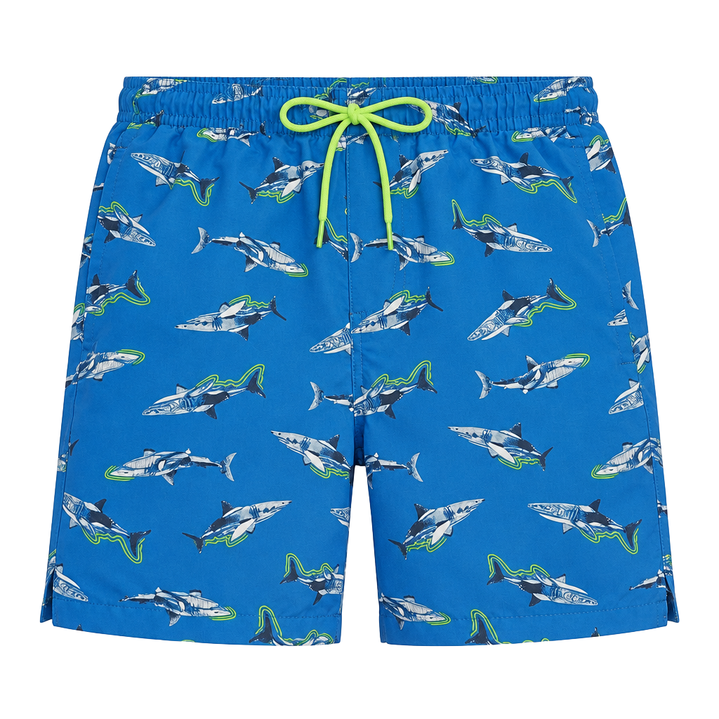 Old Navy Shark Print Swim Trunks Size M (8) Blue 1