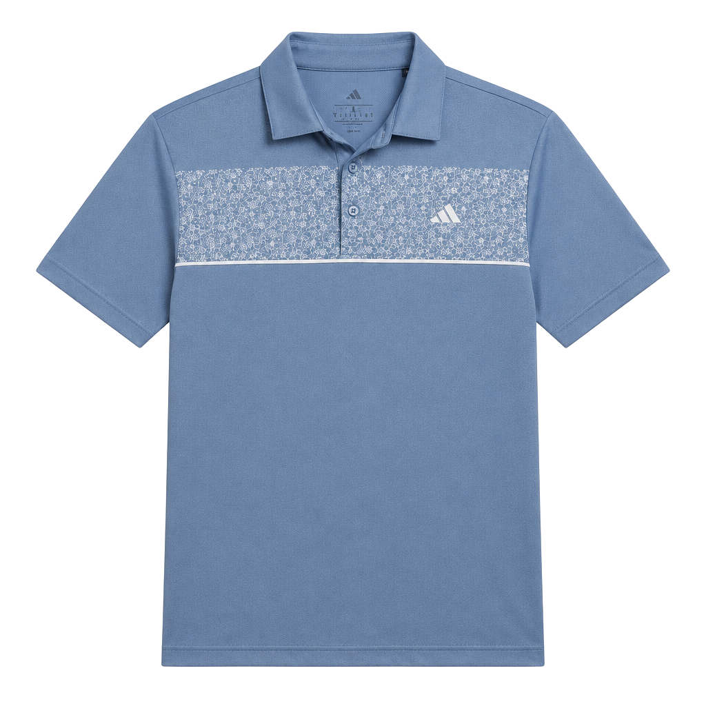 Adidas Men's Golf Polo Shirt Size S Blue Fusion Chest Print 1