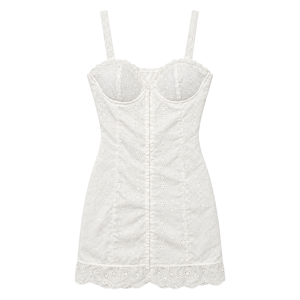 For Love & Lemons Mini Dress White Eyelet Lace Bustier 1