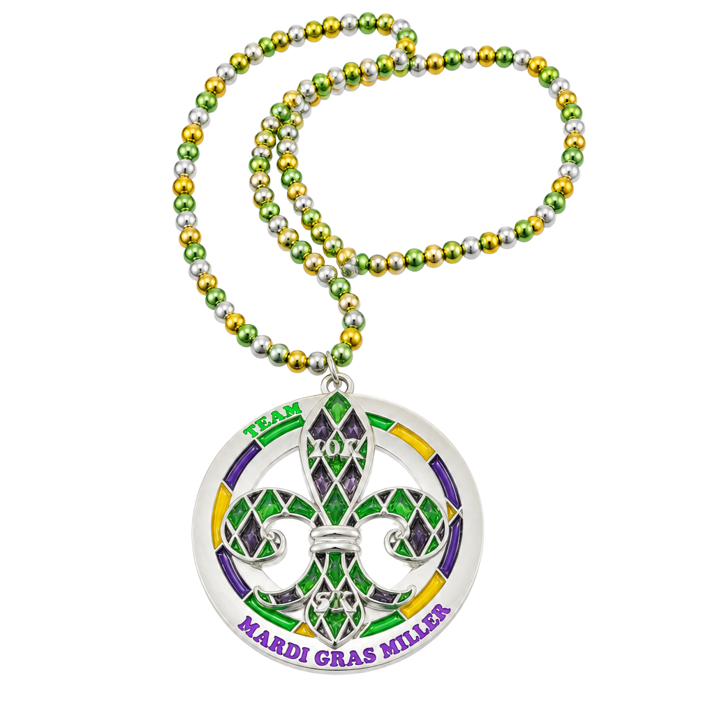 Vps.Fit Mardi Gras Miler Fleur De Lis Medal Necklace 1