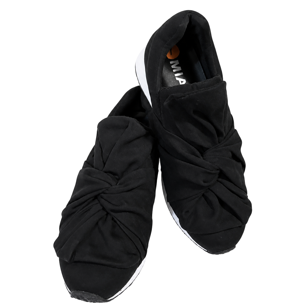 MIA Slip On Sneakers Black Velvet Knot Size 7 1