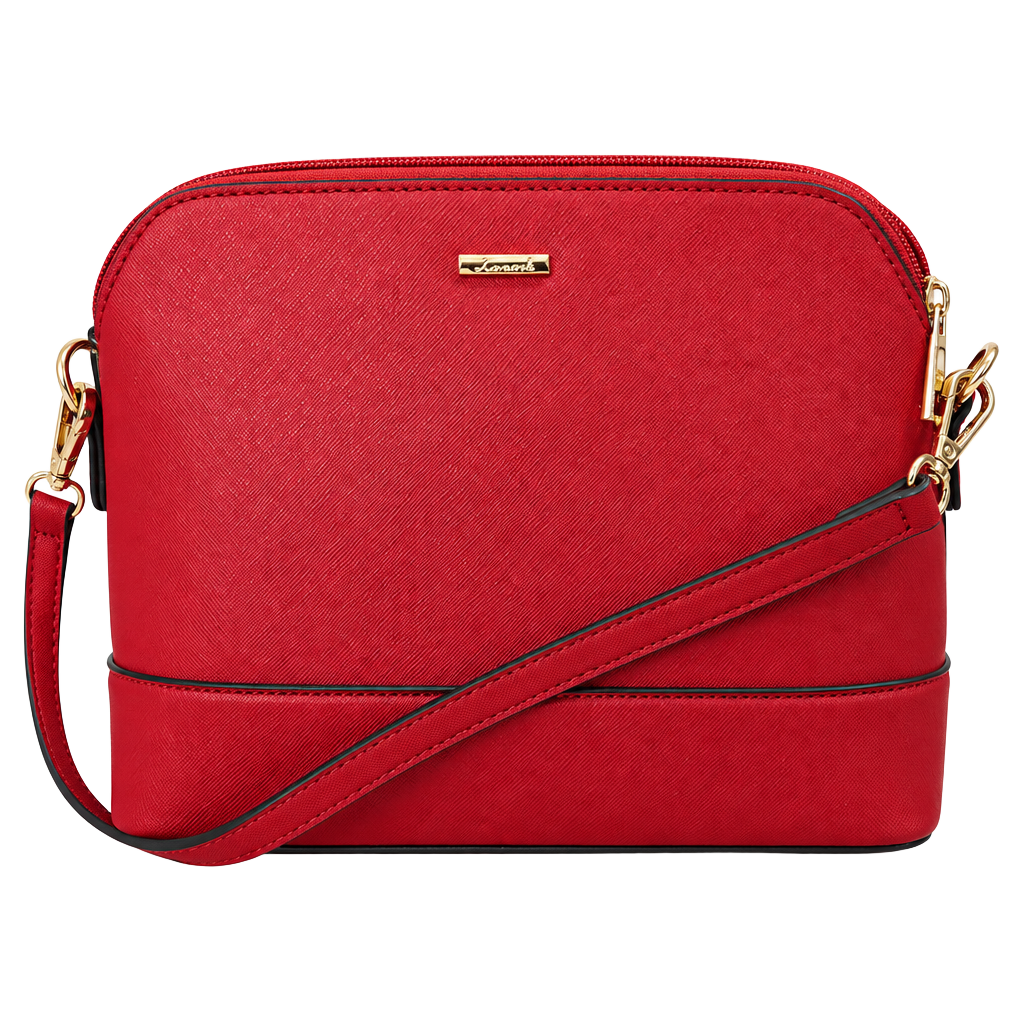 Lovevook Red Faux Leather Crossbody Bag with Gold Hardware 1
