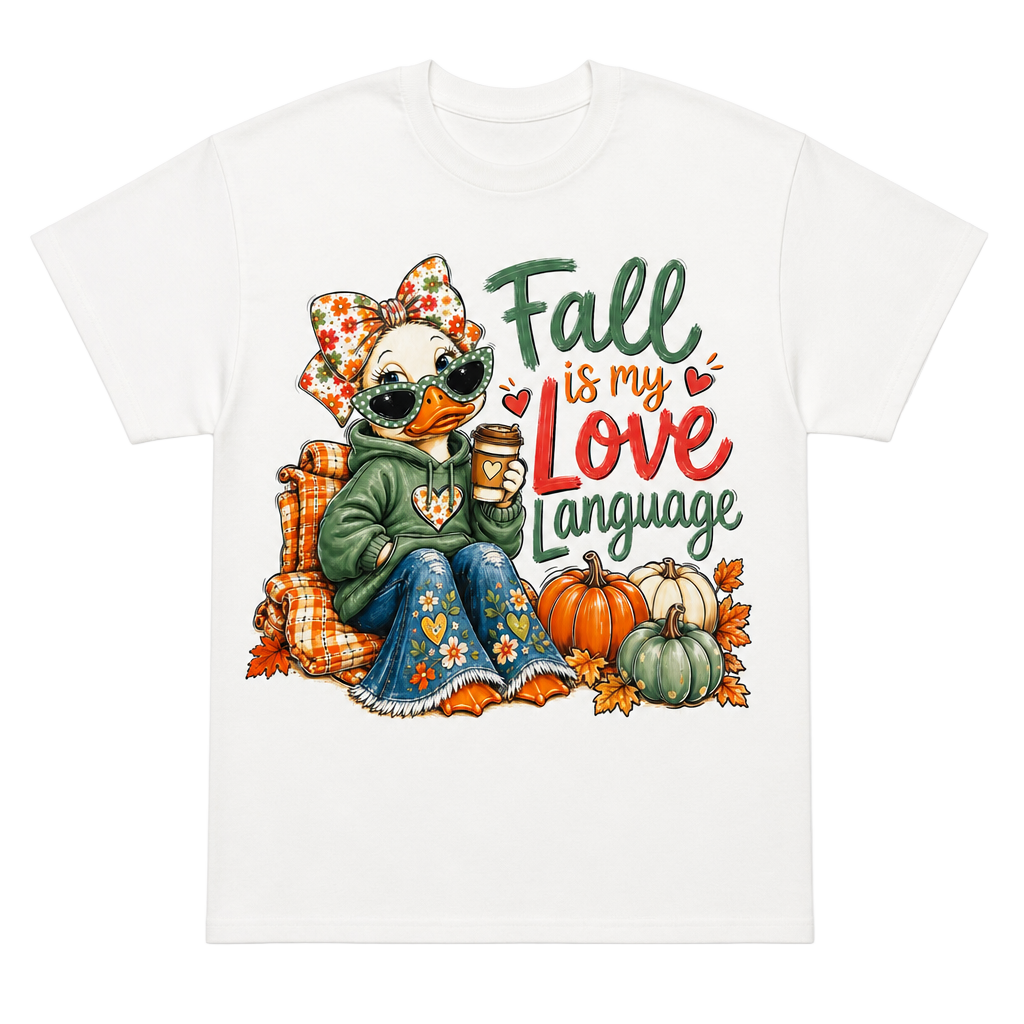 Gildan Fall Is My Love Language Duck T-Shirt White 1