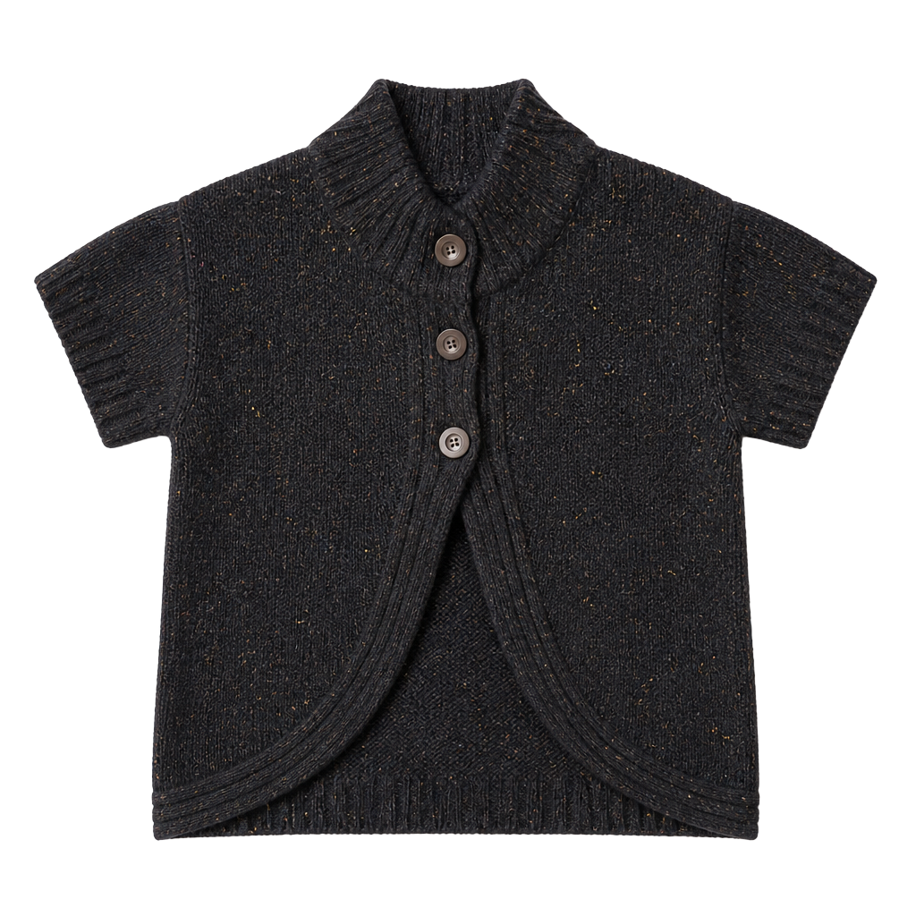Decree Cardigan Sweater Size XL/XG Black Multicolor Speckled Short Sleeve 1
