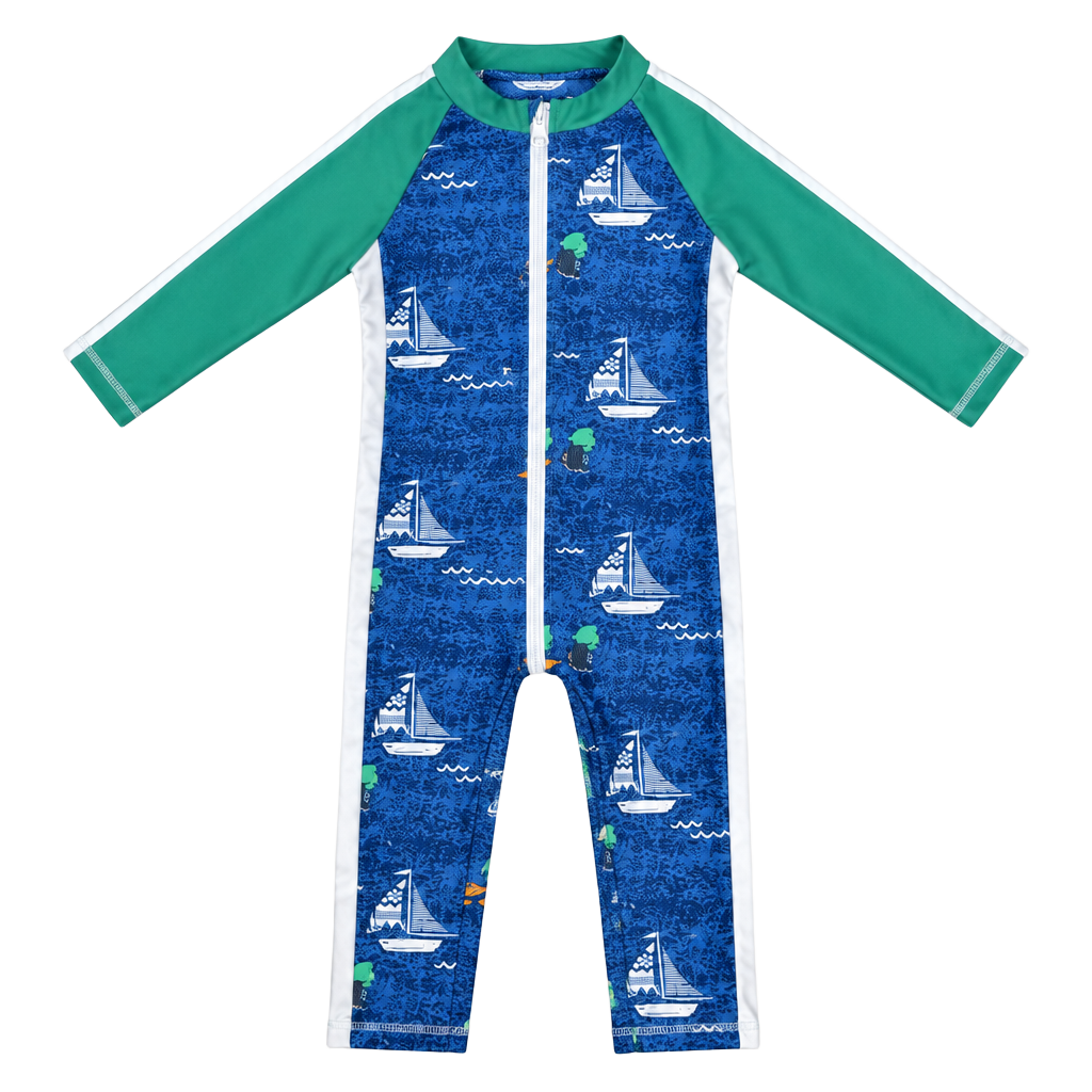 SwimZip Captain Kid Boy Long Sleeve Sunsuit One-Piece Romper with UPF 50+ UV Sun 1