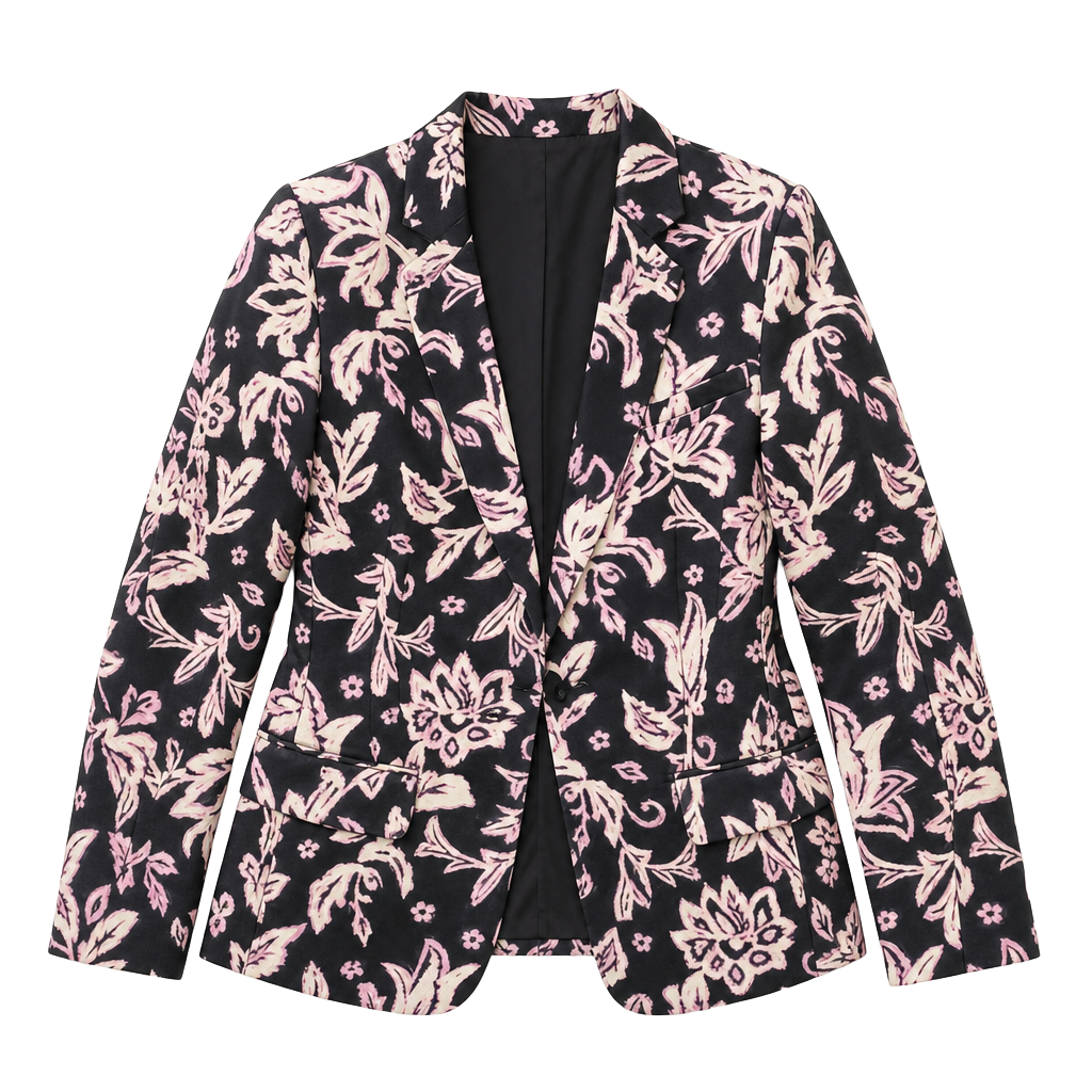 Rachel Zoe Floral Print Blazer Size Medium Black Pink White 1