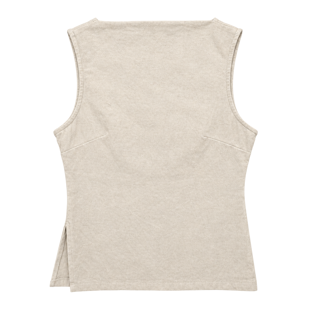 by Anthropologie Tank Top Size L Beige Cotton Blend Boat Neck Sleeveless 1