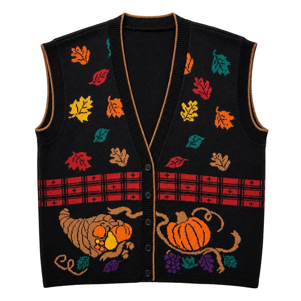 Basic Editions Plus Vintage Autumn Fall Thanksgiving Sweater Vest 2X 1