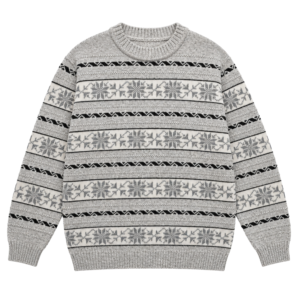 Vintage Gas For Men Only Sweater Size Large Gray Fair Isle Knit Pullover 1