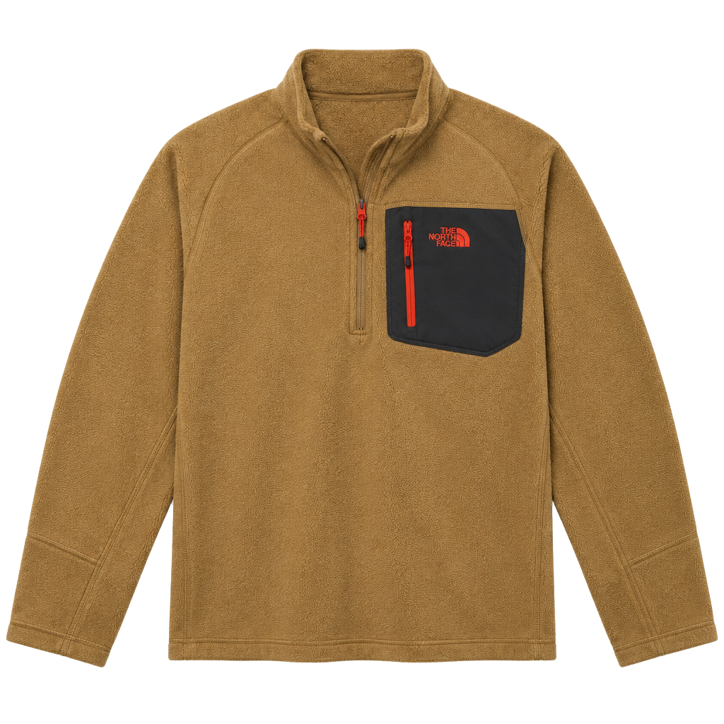 The North Face Fleece Pullover Size XXL Tan Brown 1/4 Zip Pocket 1