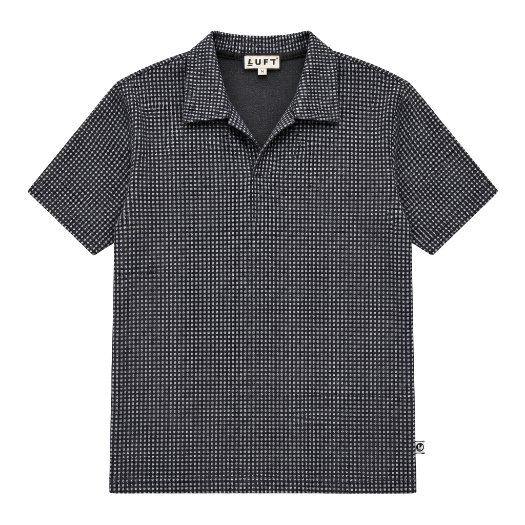Ymla Vintage Polo Shirt Size XL Black White Checkered Texture 1