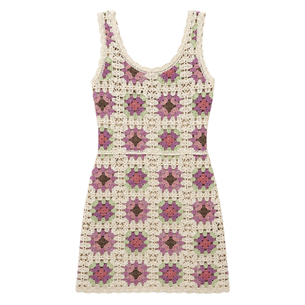 Saltwater Luxe Crochet Granny Square Dress Size M 1