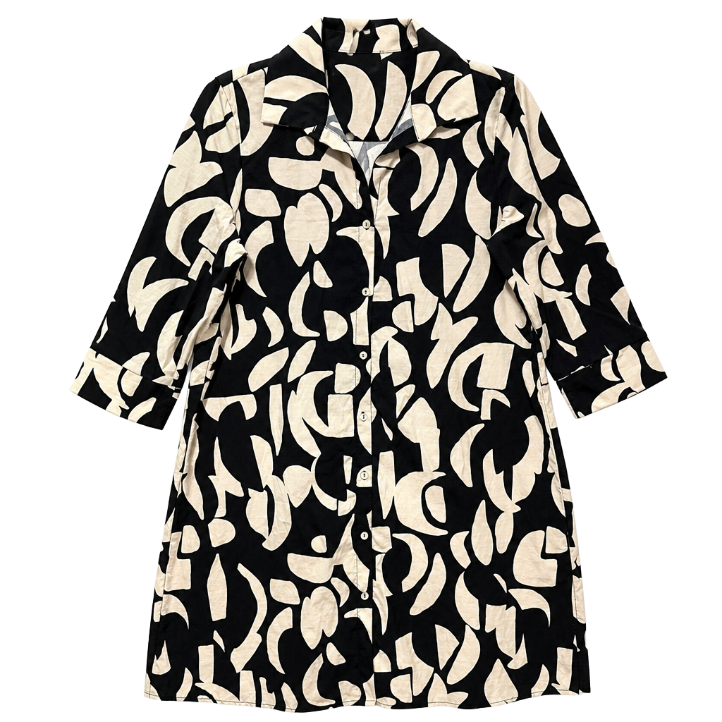 Joseph Ribkoff Abstract Print Stretch Poplin Trapeze Dress, Size 8 1