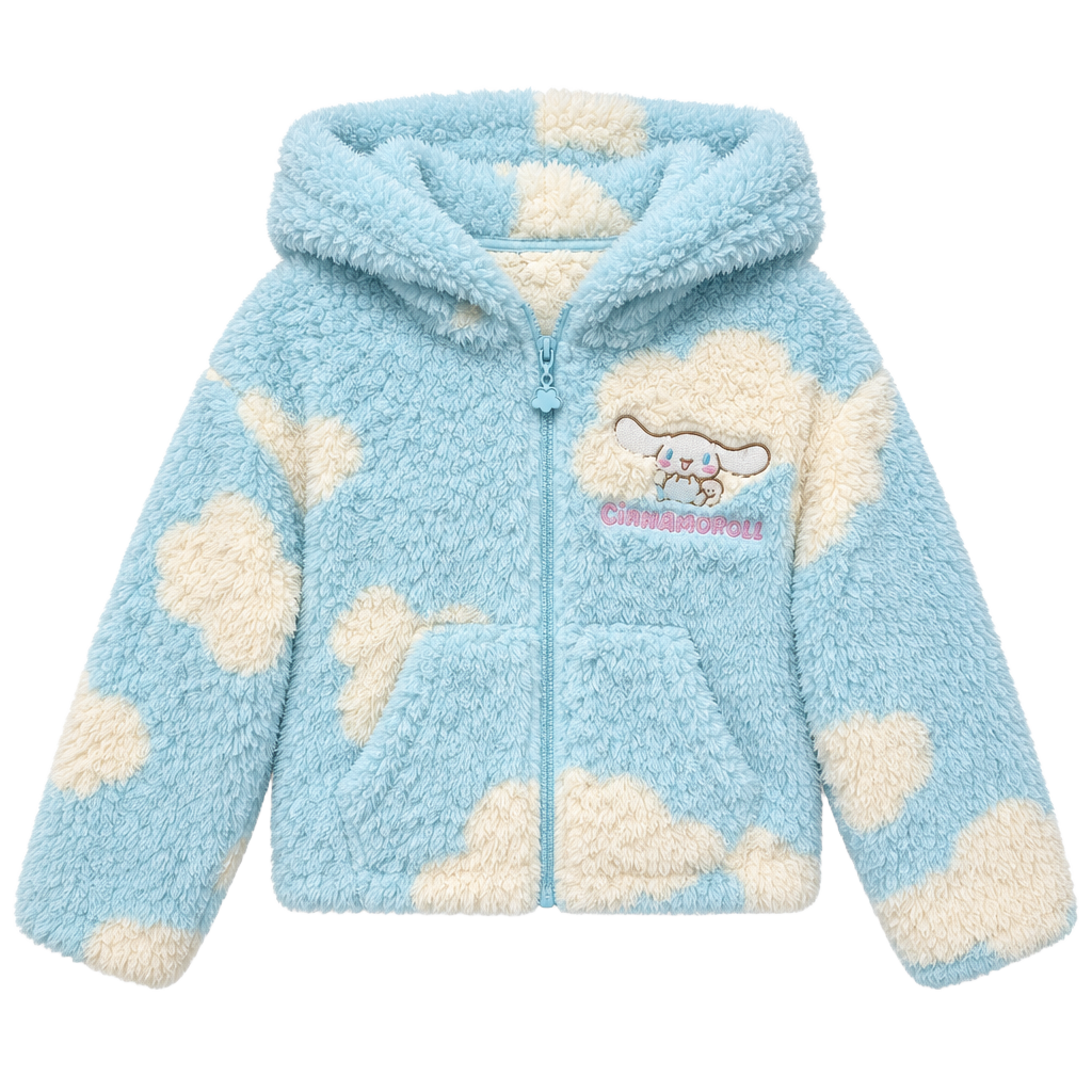Cinnamoroll Sanrio Fleece Hoodie Size XS kids Blue Cloud Print 1