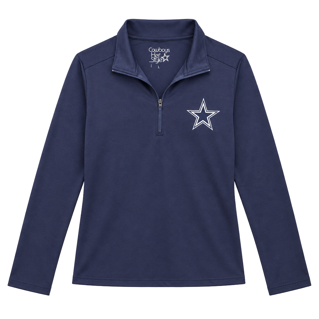 Cowboys Her Style Dallas Cowboys 1/4 Zip Pullover Size L Navy 1