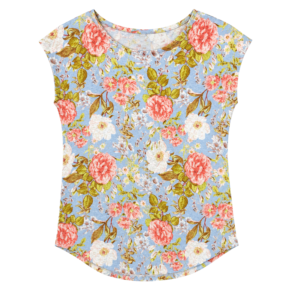 Joie Floral 100% Linen Blouse Size M Blue Cap Sleeve Top 1