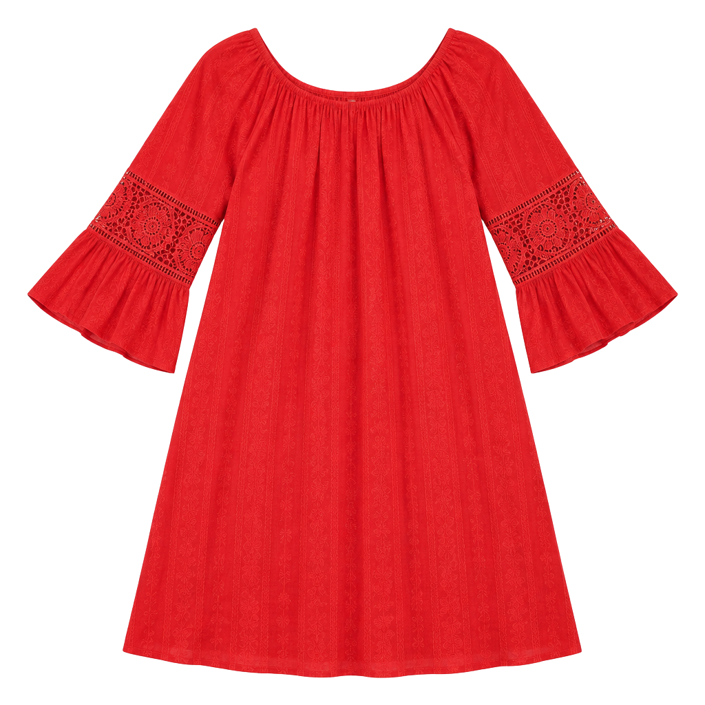 Indigo Rose Red Boho Peasant Dress 3X Lace Sleeve Plus Size Boutique 1