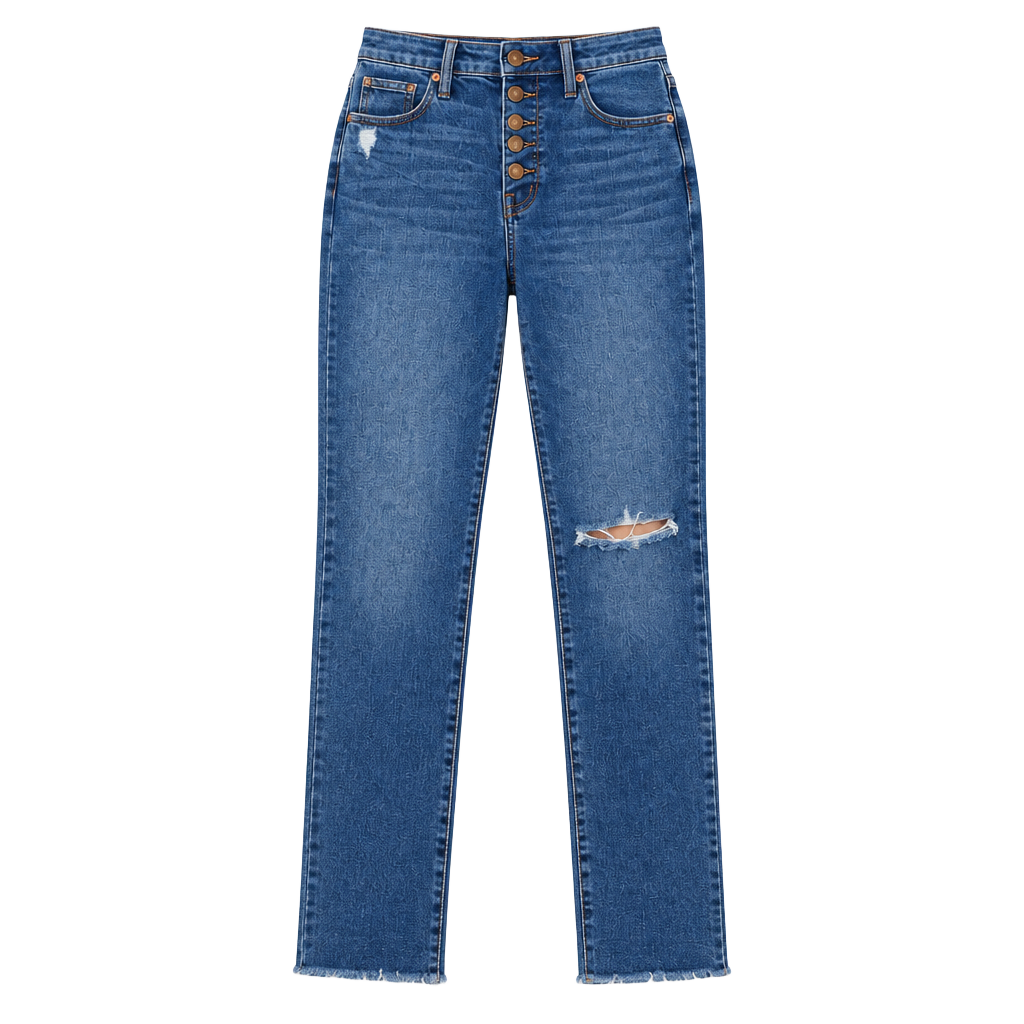 Madewell 10” High Rise Skinny Jeans 24 Button Fly Raw Hem Distressed Denim 1