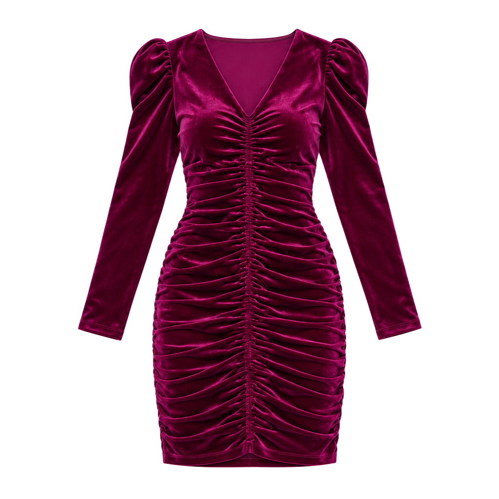 Ivy City Co Juliet Ruched Velvet Dress in Magenta
Size S NWT 1