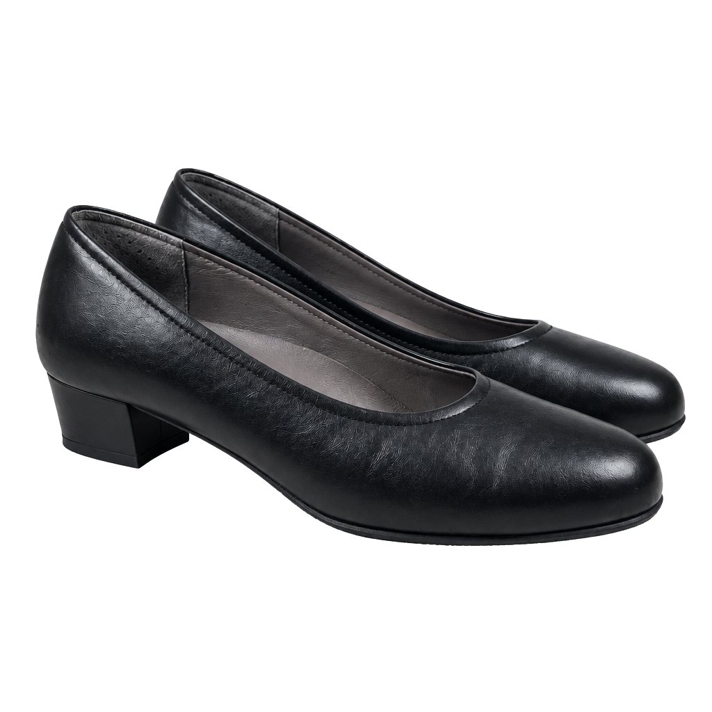 SAS Women’s Black Leather Round Toe Low Heel Pumps Size 8N Narrow Italy 1