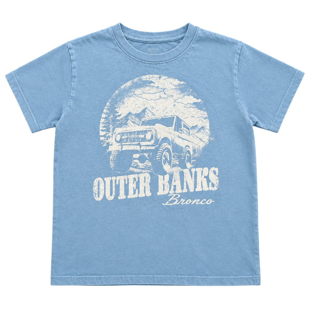Ford Bronco Outer Banks Graphic T-Shirt Size M Light Blue 1