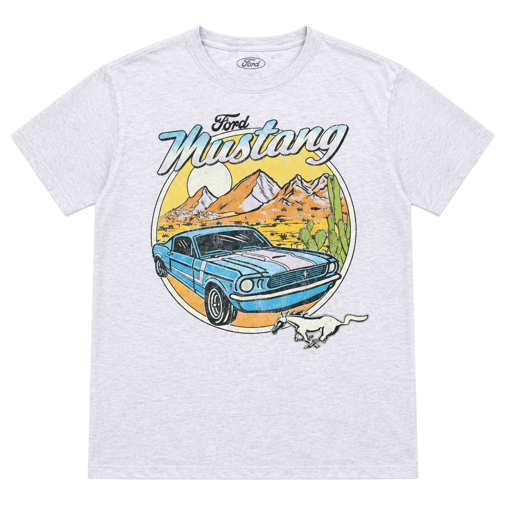 Ford Mustang Graphic T-Shirt Size L Light Purple Desert Car 1
