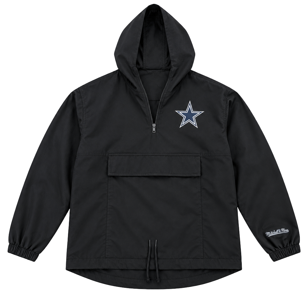 Mitchell & Ness Dallas Cowboys Anorak Size XXL Black Hooded Jacket 1