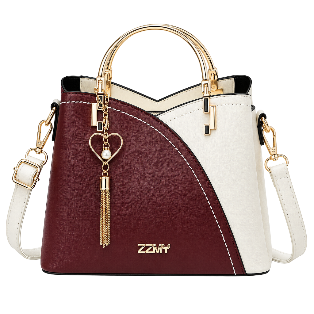 Color Block PU Leather Crossbody Shoulder Bag 1
