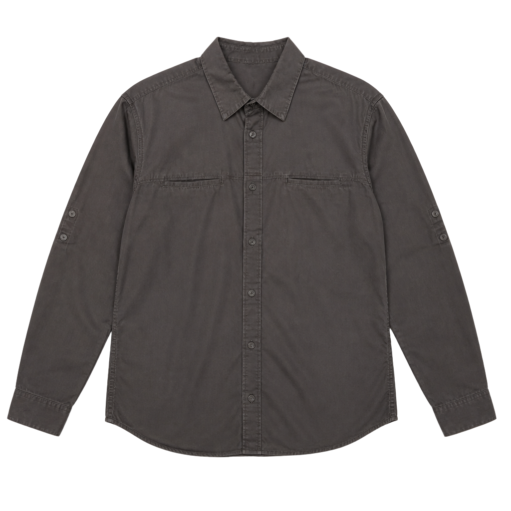 Calvin Klein Men's Long Sleeve Button Down Utility Shirt in Dark Brown 1