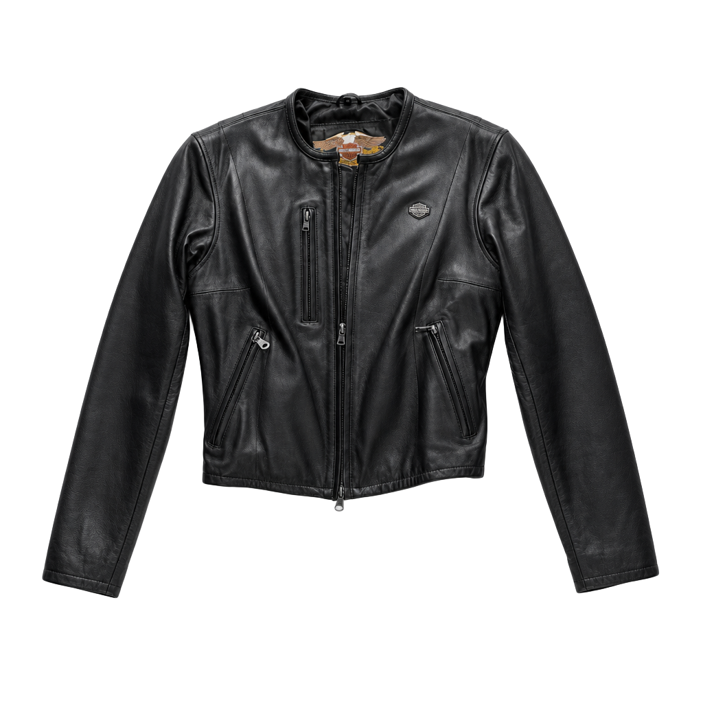 Harley-Davidson Women's Genuine Leather Motorcycle Jacket with Metal Logo Emblem 1