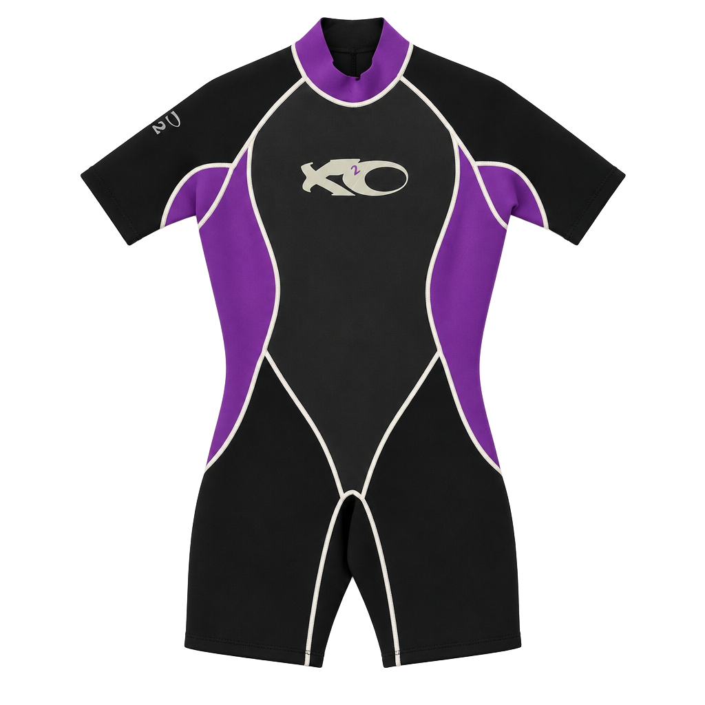 X2O Shorty Wetsuit Size L Black Purple Neoprene 3x2 1