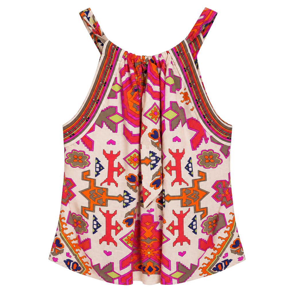Alice + Trixie Silk Halter Top Size XS Multicolored Boho Print 1