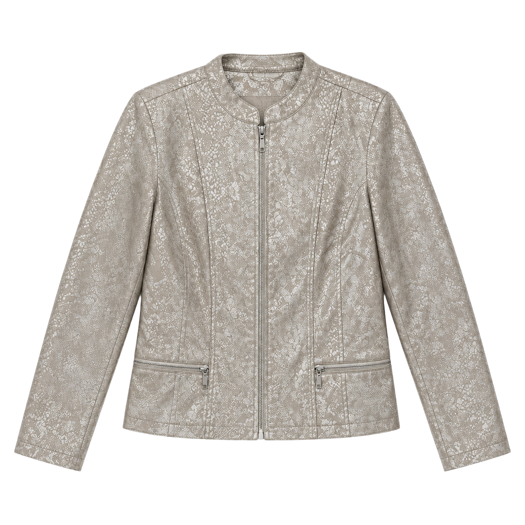 Chico's Metallic Snake Print Zip Jacket Size 2 1