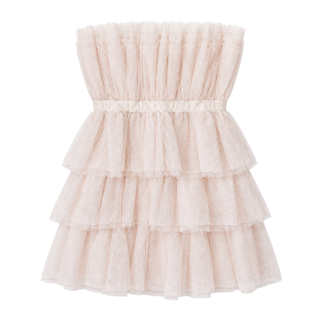 Entro Tutu Dress Pink Layered Mesh Strapless size Medium 1