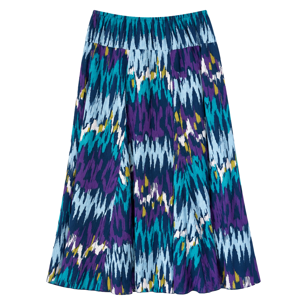 Ruby Rd. Skirt Size 10P Blue Teal Purple Ikat Print Cotton Midi 1