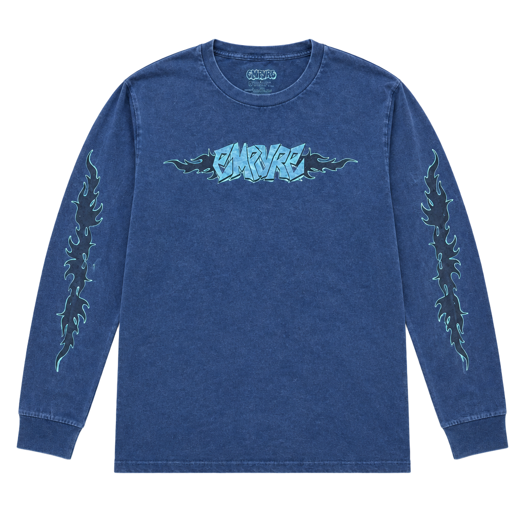 Empyre Ballpoint Dragon Navy Wash Long Sleeve T-Shirt Size L 1
