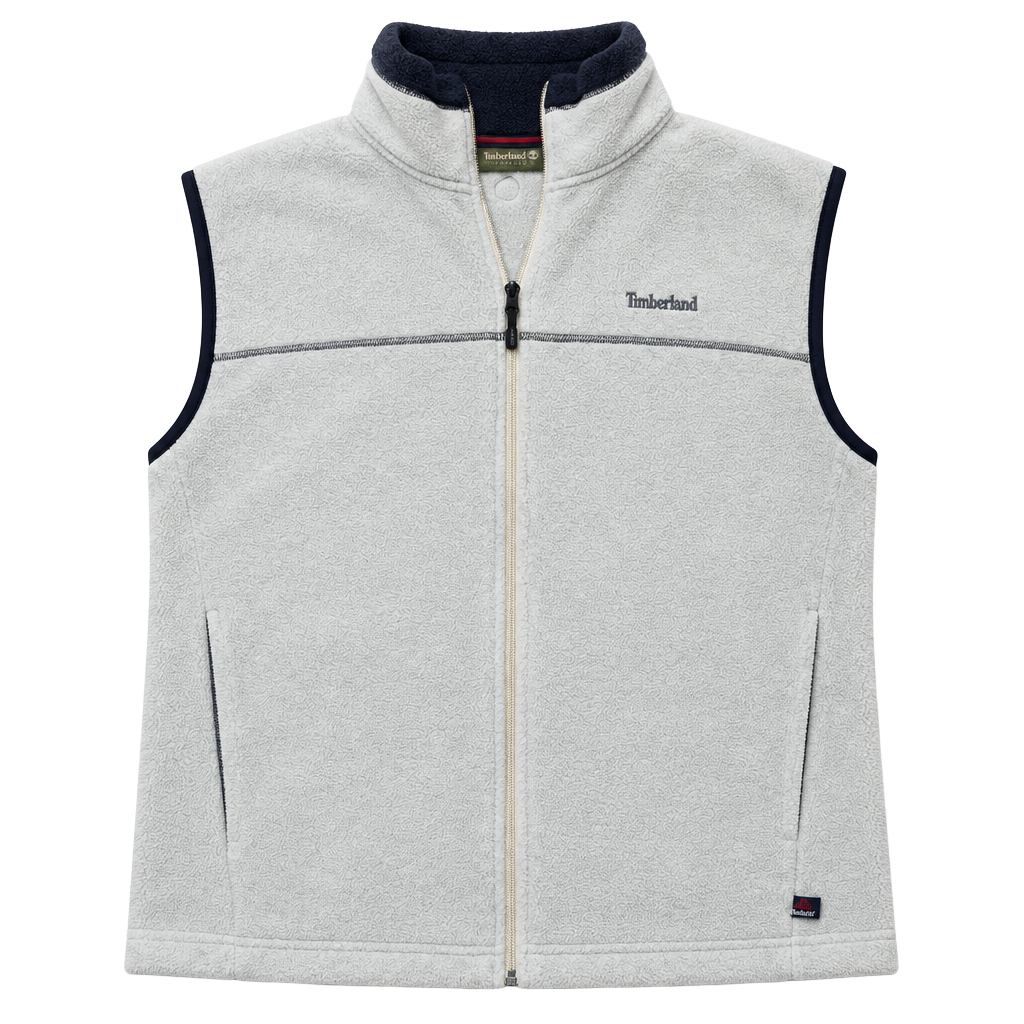 Timberland Weathergear Fleece Vest Size XL Off-White Full Zip 1
