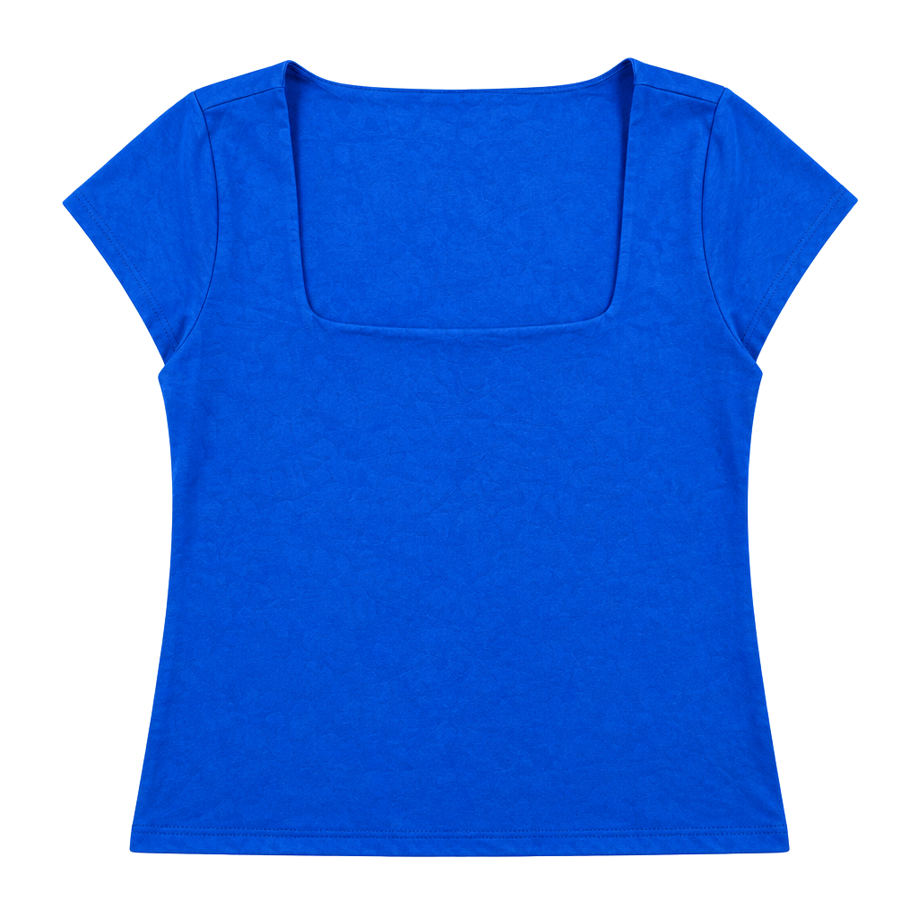Z-Live in the Moment Square Neck Cap Sleeve Crop Top Royal Blue (S)
1