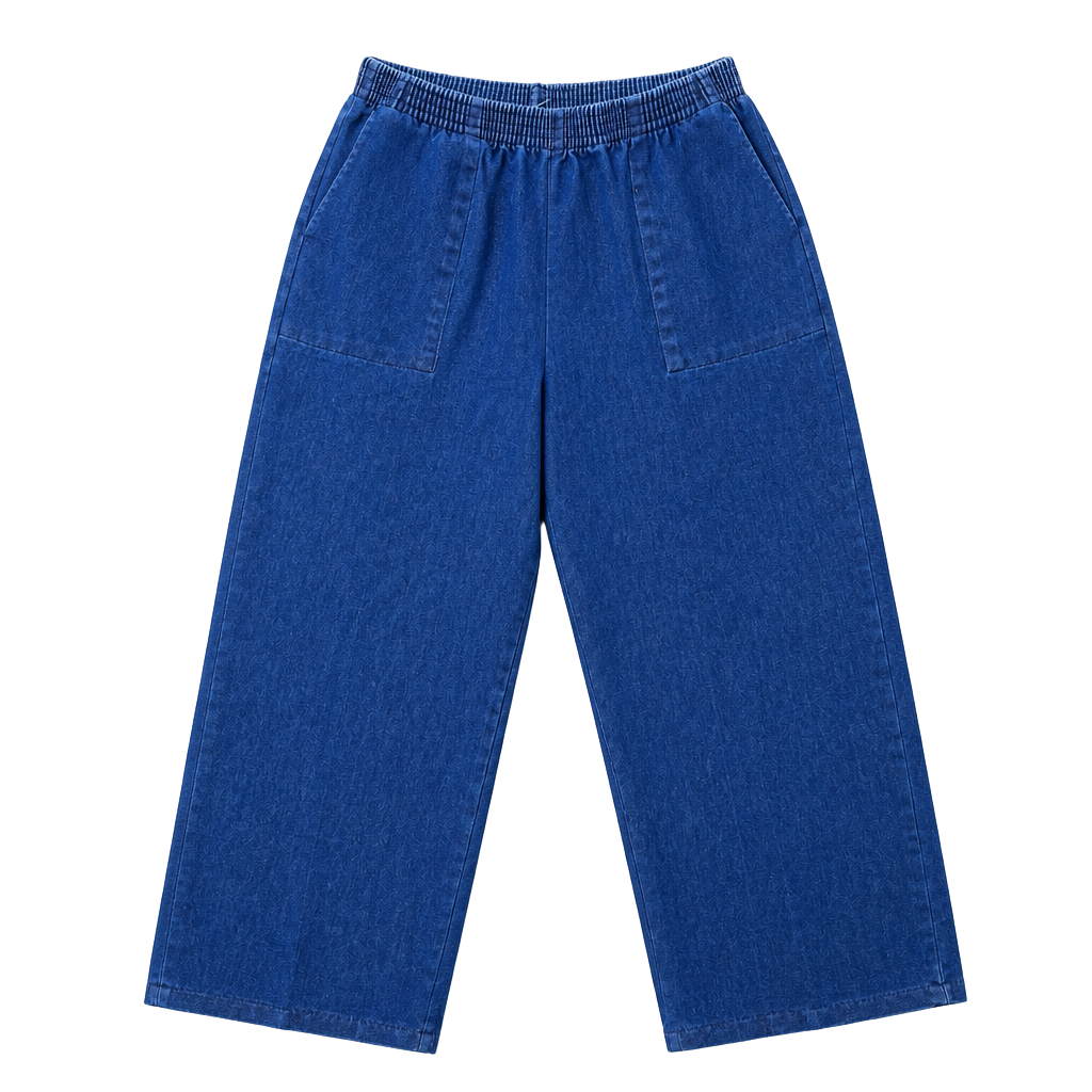 Z-Atlas Vintage Pull-On Elastic Waist Denim Pants Blue (L)
1