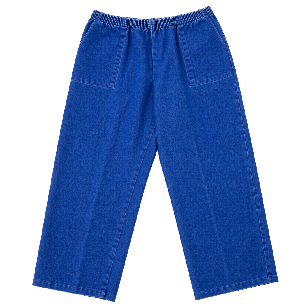 Z- Vintage Denim Elastic Waist Pants Size L Blue Cotton Twill USA 1