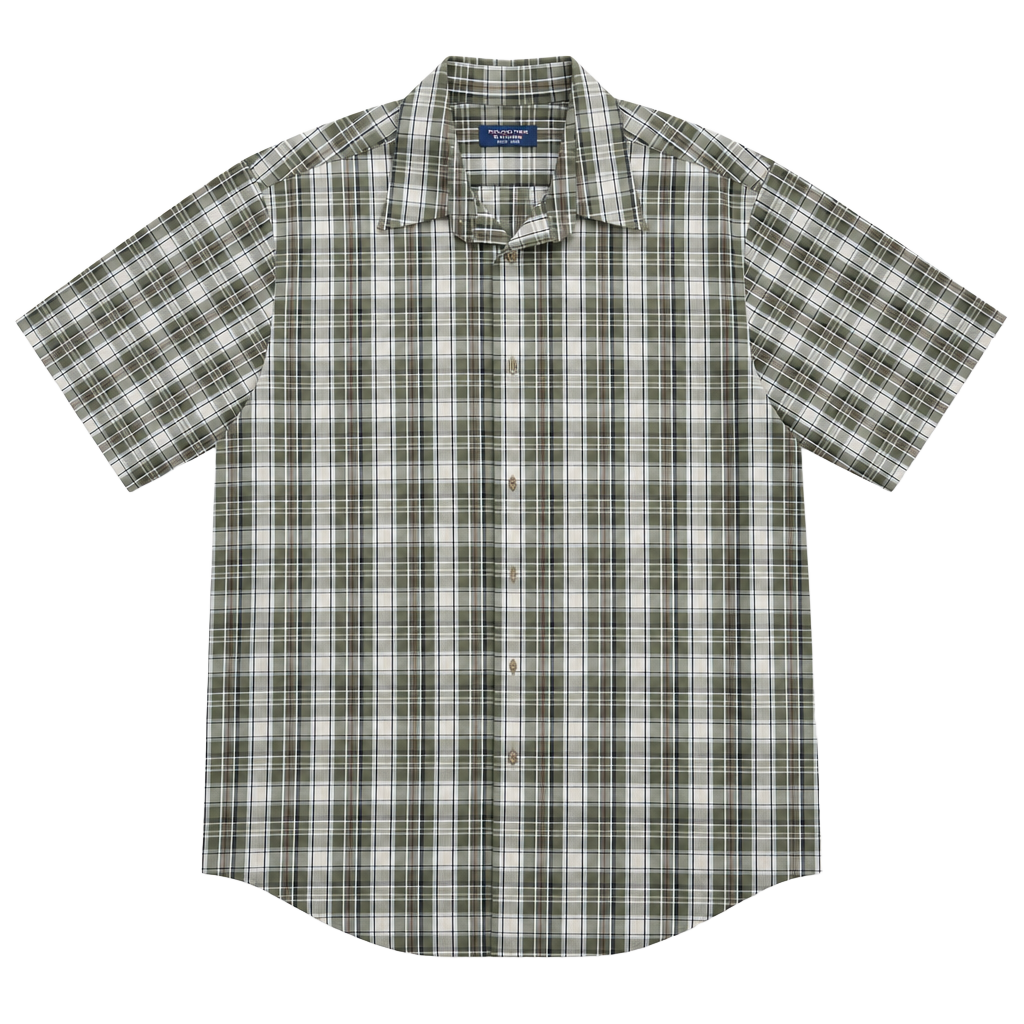 Z- Roundtree & Yorke Plaid Short Sleeve Button Up Shirt Size L 1