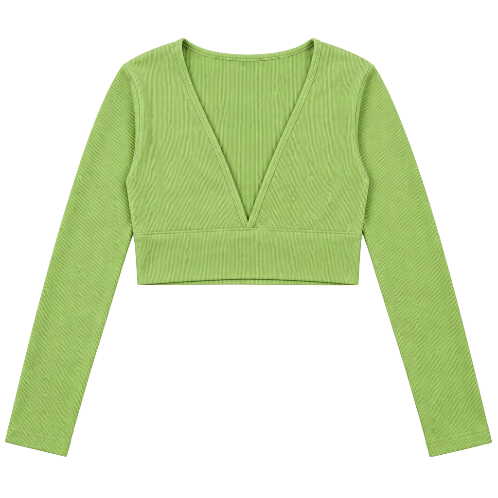 A-Wild Fable Lime Green Ribbed V-Neck Crop Top Size L
1