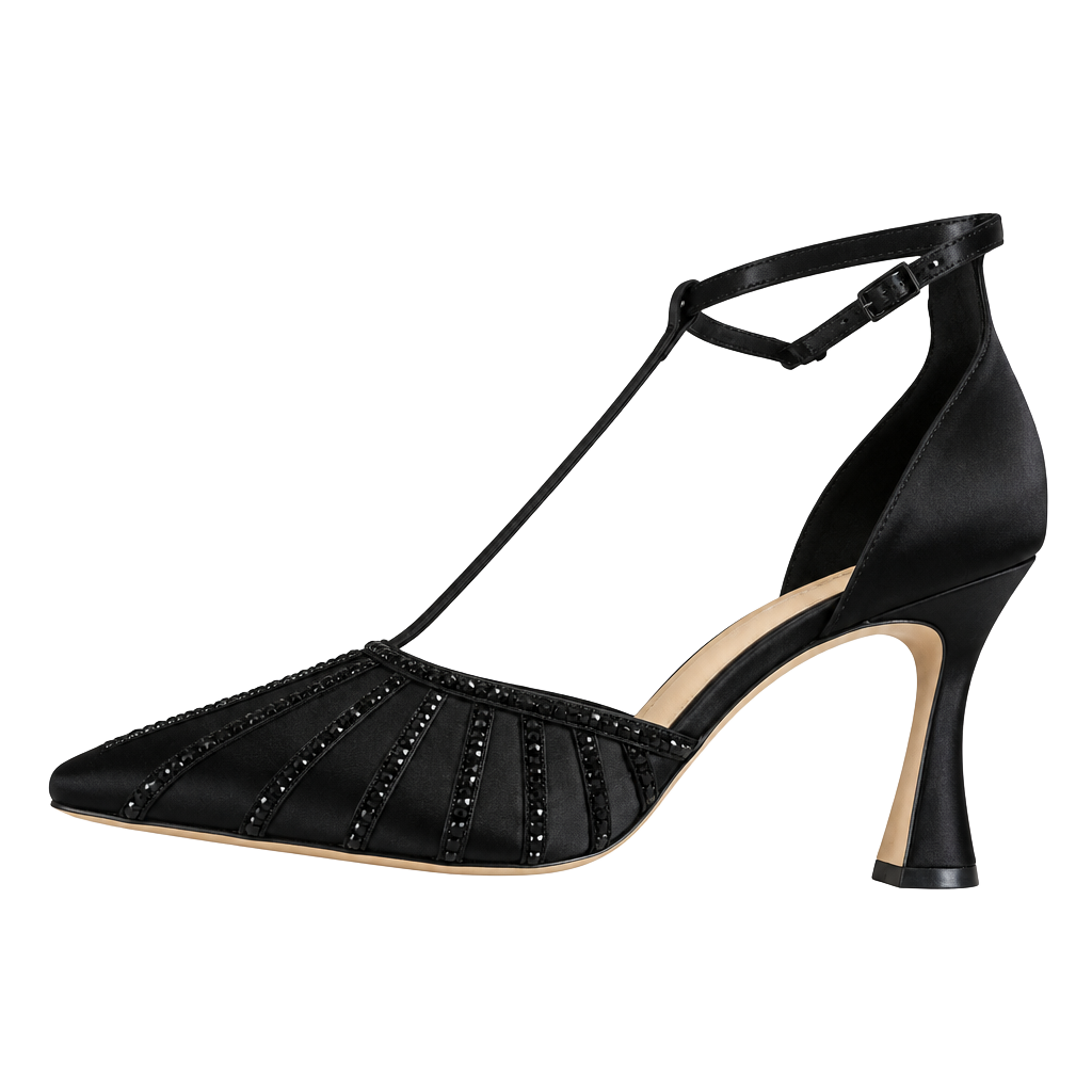 Jewel Badgley Mischka Faithlyn Size 8.5 Black Satin Pumps 1