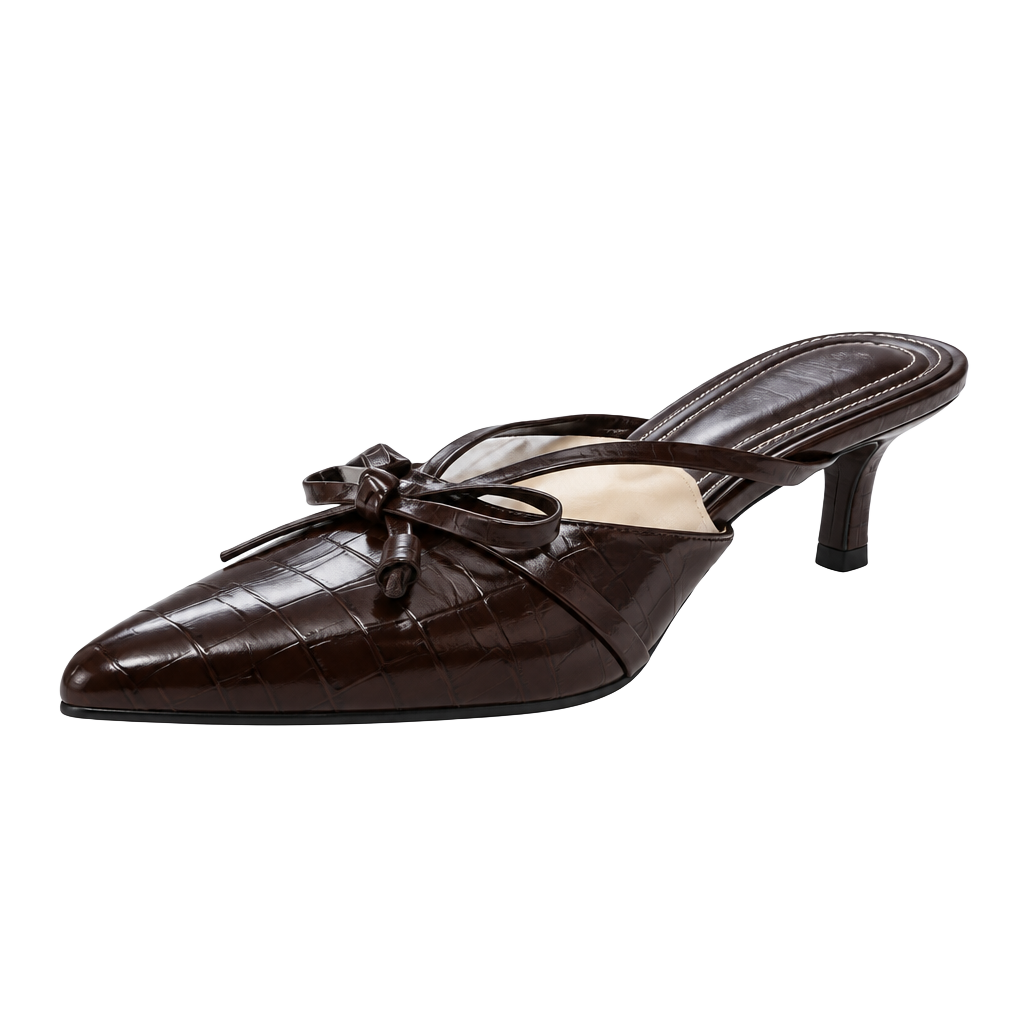 BCBGeneration Deen Size 7M Dark Cherry Bow Kitten Heel Mule Pumps 1