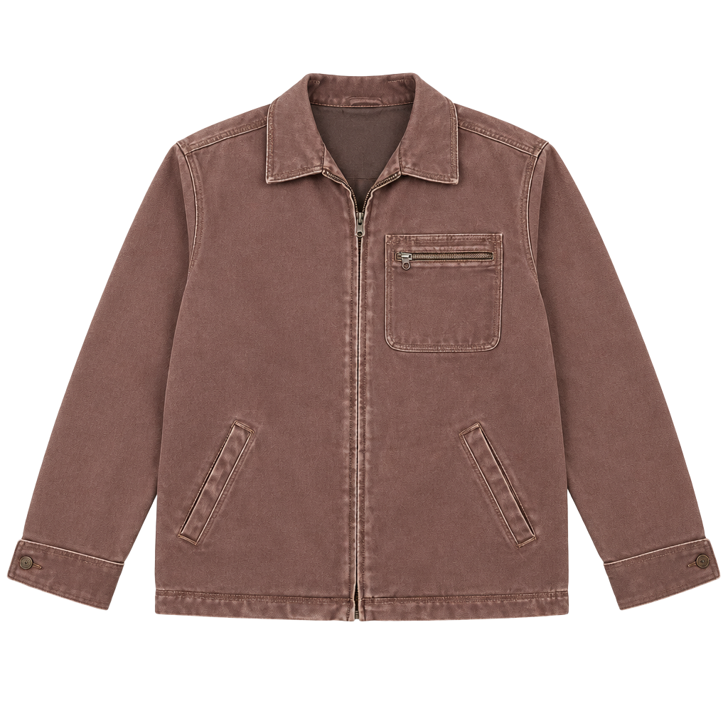 L.L. Bean Katahdin Iron Works Jacket Size L Reg Brown Canvas 1